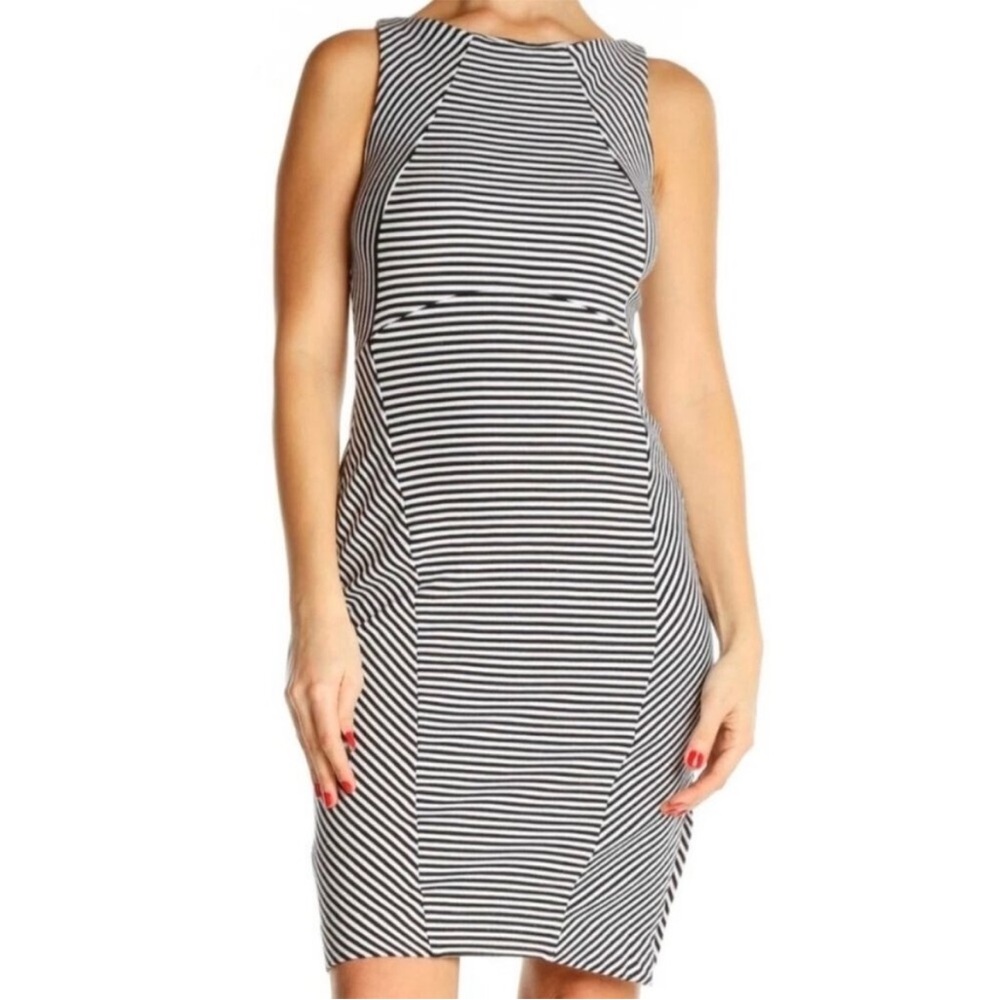 Banana Republic Black and White Striped Sleeveless Dress petite 2P or PXS